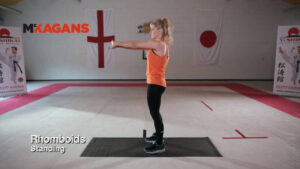 Standing rhomboid back stretch
